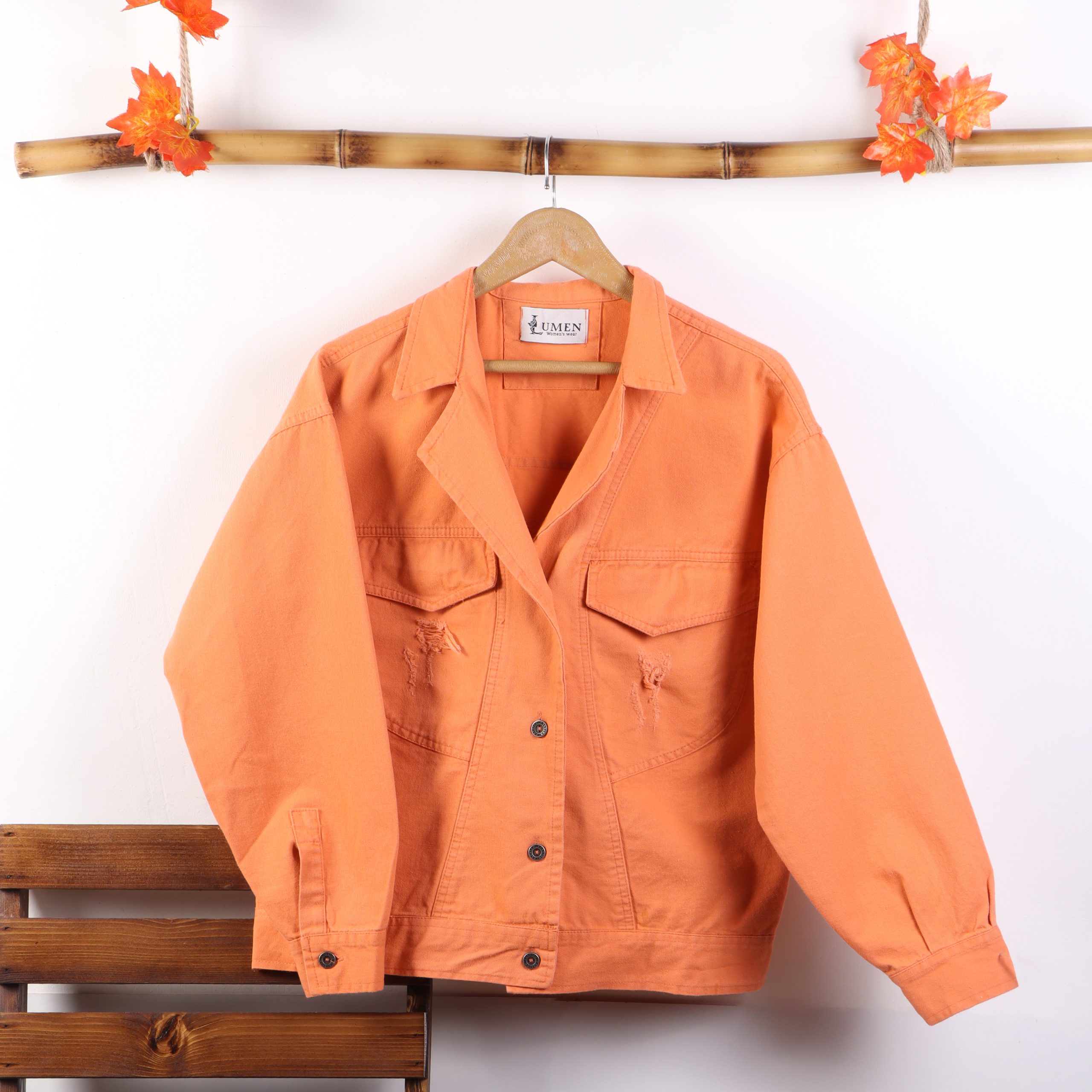 کت کتان جیب گرد زنانه